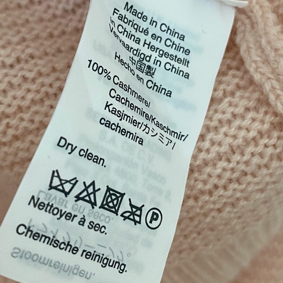 EUC Madewell 100% Cashmere Bubble Sleeve V- neck Sweater, Powder Pink - Picture 5 of 7